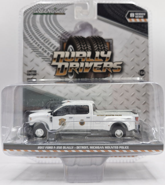 GREENLIGHT 2017 FORD F-350 DUALLY DETROIT MICHIGAN MOUNTED POLICE WHITE NEW ON CARD