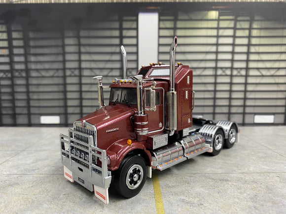 ICONIC REPLICAS 1/50 SCALE  SAR KENWORTH AERODYNE IN BURGANDY WITH BLACK CHASSIS SPIDERS