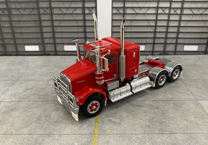 ICONIC REPLICAS 1/50 SCALE  SAR KENWORTH LOWLINE IN RED WITH RED CHASSIS SPIDERS