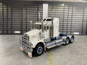 ICONIC REPLICAS 1/50 SCALE  SAR KENWORTH AERODYNE IN WHITE WITH BLUE CHASSIS SPIDERS