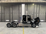 ICONIC REPLICAS 1/50 SCALE  SAR KENWORTH LOWLINE IN BLACK WITH BLACK CHASSIS SPIDERS