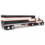 DCP / FIRST GEAR 1/64  PETERBILT 359 BLACK/CREAM/RED SINGLE DRIVE WITH VINTAGE TRAILER *****60-1683