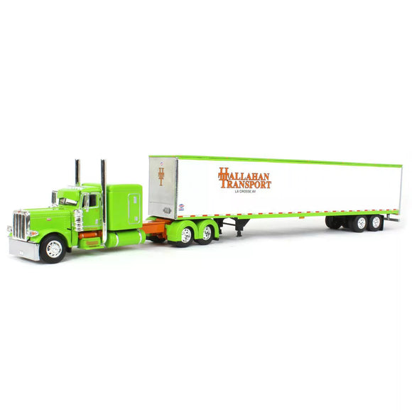 1/64 DCP / FIRST GEAR HALLAHAN TRANSPORT BIG RIGS PETERBILT 389 WITH BOX TRAILER 69-1329