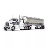 1/64 DCP KENWORTH W900L WHITE/BLACK WITH TRI AXLE BULK TANKER TRAILER 60-1684