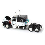 1/64 DCP / FIRST GEAR PETERBILT 389 WHITE/BLACK WITH QUAD AXLE LIVESTOCK TRAILER 60-1653