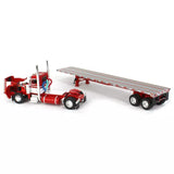 DCP / FIRST GEAR 1/64  PETERBILT 359 RED/WHITE SINGLE DRIVE WITH FLAT TOP TRAILER *****60-1682