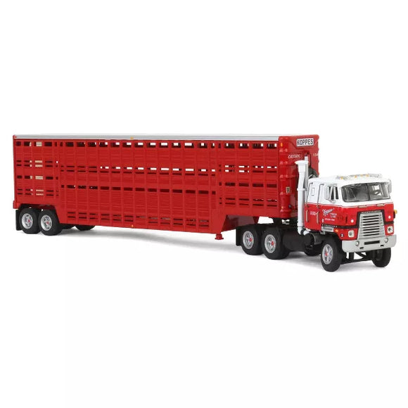 1/64 Dcp / First Gear  International TranStar COE w/ 45ft Wilson Livestock Tandem Axle Trailer Koppes Truck Line 69-2028