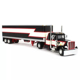 DCP / FIRST GEAR 1/64  PETERBILT 359 BLACK/CREAM/RED SINGLE DRIVE WITH VINTAGE TRAILER *****60-1683