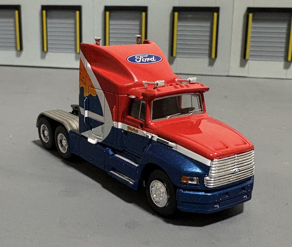 1/87 Scale Brekina Ho 1990 Ford Aeromax Bigfoot Red, Blue And White