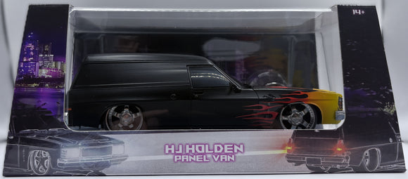 1/24 DDA Holden HJ Panel Van Black With Flames With Working Lights