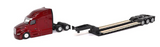1/87 DIECAST MASTERS CAT SEMI TRACTOR WITH LOWBOY TRAILER AND CAT DIECAST MACHINES RED NEW IN BLISTER PACK