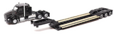 1/87 DIECAST MASTERS CAT SEMI TRACTOR WITH LOWBOY TRAILER AND CAT DIECAST MACHINES BLACK NEW IN BLISTER PACK