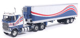 1/64 Scale Ixo Ford CL9000 Prime Mover IN RED/WHITE/BLUE AND STRIPES WITH MATCHIN TRAILER  NEW IN DISPLAY BOX