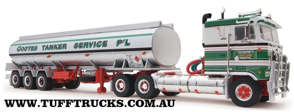 PRE ORDER DEPOSIT 1/64 HIGHWAY REPLICAS KENWORTH CAB OVER COOTES WITH TRI AXLE TRAILER FUEL TANKER