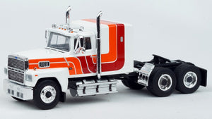 1/87 SCALE BREKINA HO FORD LTL 9000 IN WHITE/RED/ORANGE BOGIE DRIVE