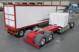 1/64 DCP / FIRST GEAR KENWORTH W900L WHITE/GREY/RED WITH DRY VAN TRAILER