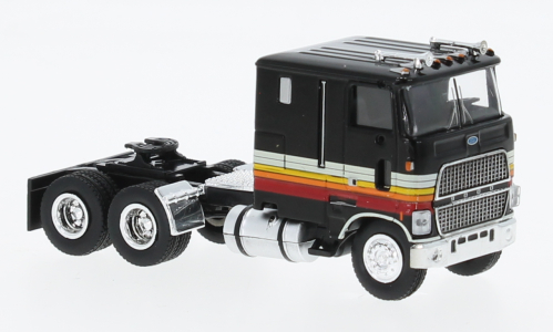 1/87 SCALE BREKINA HO FORD CLT 9000 IN BLACK WITH WHITE/RED/ORANGE/YELLOW WITH STRIPES BOGIE DRIVE