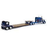 1/64 SCALE DCP / FIRST GEAR PETERBILT 389 STRETCHED BLUE/BLUE WITH LOWBOY DROP DECK TRAILER 60-1302