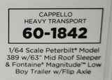 DCP / FIRST GEAR 1/64 PETERBILT 389 TRI DRIVE CAPPELLO HEAVY TRANSPORT WITH TRI AXLE LOWBOY WITH FLIP OVER AXLE TRAILER*****60-1842