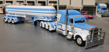 1/64 DCP / FIRST GEAR PETERBILT 389 TRI DRIVE IN BLUE/WHITE WITH LPG TRI AXLE TANKER TRAILER 60-1996