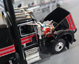 1/64 DCP / FIRST GEAR PETERBILT 389 BLACK/VIPER RED WITH J&L VAC VERSION PNEUMATIC TANKER TRAILER 60-1696