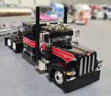 1/64 DCP / FIRST GEAR PETERBILT 389 BLACK/VIPER RED WITH J&L VAC VERSION PNEUMATIC TANKER TRAILER 60-1696