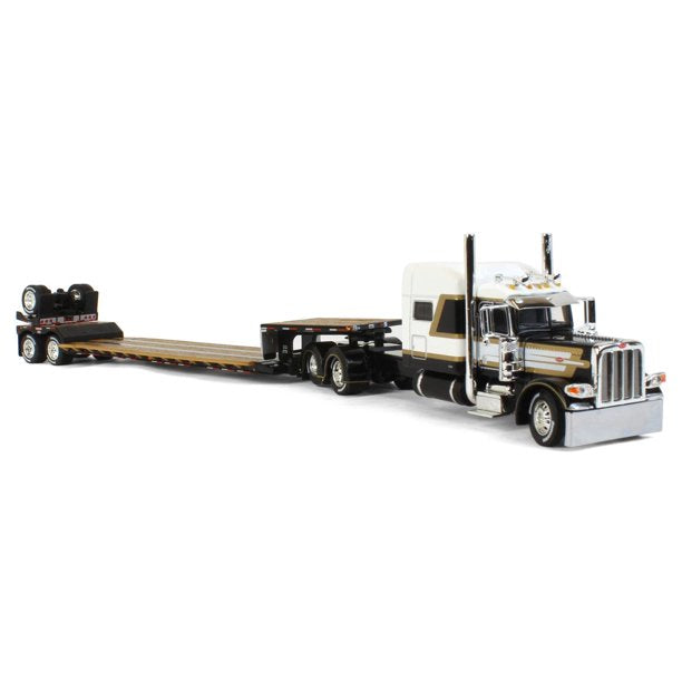 1/64 SCALE DCP / FIRST GEAR PETERBILT 389 STRETCHED BLACK/WHITE WITH L ...