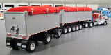 1/64 DCP KENWORTH W900L VIPER RED/SILVER WITH TWIN TIPPER TRAILERS 60-1632