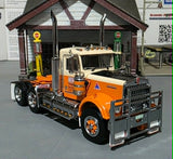 1/50 SCALE ICONIC REPLICAS KENWORTH W900 TNT FREIGHT SERVICES DAY CAB IN PEACHES AND CREAM