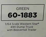 1/64 DCP / FIRST GEAR WESTERN STAR GREEN TANDOM TIPPER AND BEAVERTAIL TRAILER