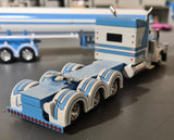 1/64 DCP / FIRST GEAR PETERBILT 389 TRI DRIVE IN BLUE/WHITE WITH LPG TRI AXLE TANKER TRAILER 60-1996