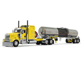 1/64 Dcp DOUBLE C TRANSPORT Kenworth W900L AERODYNE YELLOW With Tanker Trailer 60-2147