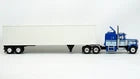 1/87 SCALE PETERBILT 359 OWNER DRIVER IN BLUE/WHITE WITH TRAILER