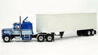 1/87 SCALE PETERBILT 359 OWNER DRIVER IN BLUE/WHITE WITH TRAILER