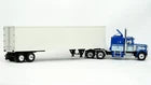 1/87 SCALE PETERBILT 359 OWNER DRIVER IN BLUE/WHITE WITH TRAILER