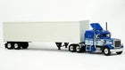 1/87 SCALE PETERBILT 359 OWNER DRIVER IN BLUE/WHITE WITH TRAILER