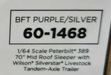 1/64 DCP PETERBILT 389 PURPLE/SILVER & TANDEM AXLE LIVESTOCK TRAILER 60-1468
