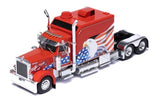 1/64 Scale IXO Peterbilt 379 STRETCHED WITH LONG SLEEPER AND EAGLE GRAPHIC AND FLAG PAINTED CUSTOM RED