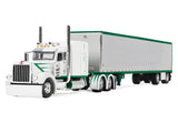 1/64 Dcp  Peterbilt 389 In WHITE/GREEN WITH Chrome SIDED Trailer 60-2192