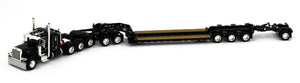 1/64 DCP PETERBILT 389 TRI DRIVE & HEAVY LOWBOY TRI AXLE TRAILER IN BLACK 60-1162