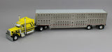 1/64 Dcp / First Gear exclusive Peterbilt 379 YELLOW WITH BLACK STRIPES With Livestock Trailer 60-2104