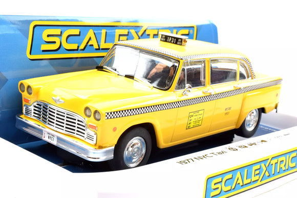 Scalextric 1977 New York Nyc Yellow Taxi Cab With Lights- Slot Car New In Display Case C4432