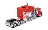 1/64 Scale IXO Peterbilt 379 STRETCHED WITH LONG SLEEPER AND EAGLE GRAPHIC AND FLAG PAINTED CUSTOM RED
