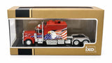 1/64 Scale IXO Peterbilt 379 STRETCHED WITH LONG SLEEPER AND EAGLE GRAPHIC AND FLAG PAINTED CUSTOM RED