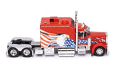1/64 Scale IXO Peterbilt 379 STRETCHED WITH LONG SLEEPER AND EAGLE GRAPHIC AND FLAG PAINTED CUSTOM RED