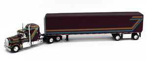 1/64 DCP / FIRST GEAR KENWORTH W900A AERODYNE PLUM WITH CURTAINSIDER TRAILER 60-1618