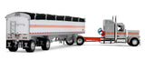 1/64 Dcp / First Gear Peterbilt 589 SILVER/ORANGE WITH PACESETTER Grain Trailer 60-2173