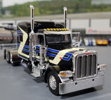 1/64 DCP / FIRST GEAR PETERBILT 389 BLACK TIME DC WITH CHEMICAL TANKER TRAILER