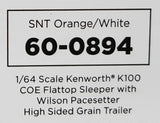 1/64 DCP / FIRST GEAR K100 KENWORTH ORANGE AND WHITE WITH GRAIN TRAILER