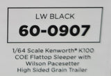 1/64 DCP / FIRST GEAR K100 KENWORTH BLACK WITH GRAIN TRAILER 60-0907